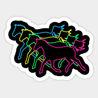 Horse 80s Neon Sticker